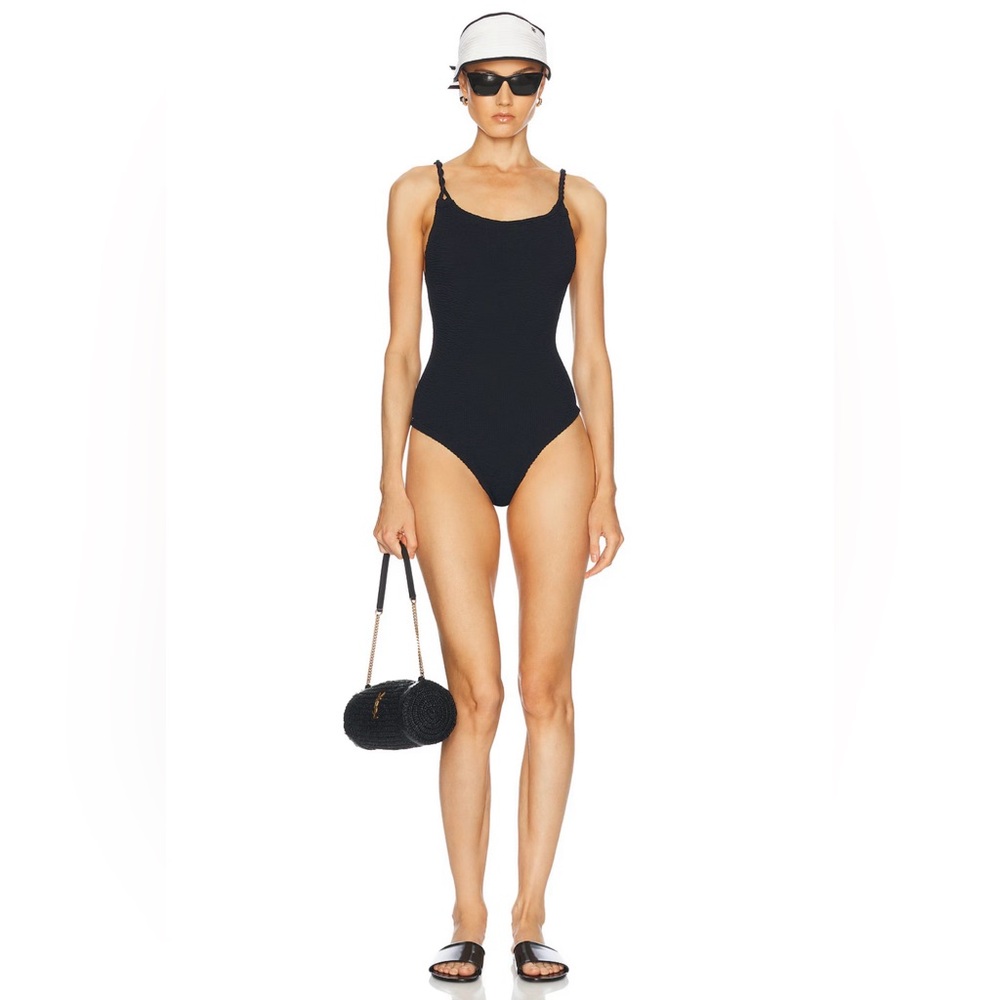 NEW HUNZA G Camille One Piece Swimsuit In Black One Size